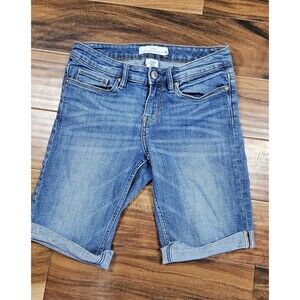 LOGG H&M Denim Shorts Cuffed Bermuda 5 Pocket Blue Size 26 Women